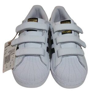 NEW- adidas Ortholite Black & White Velcro Strap Shell Toe Size 2.5 (Big Kid)